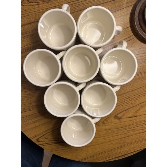 Tupperware Melamine Mugs With Handles Cream Mod Vintage 1970s Set Of 8 - Picture 9 of 12